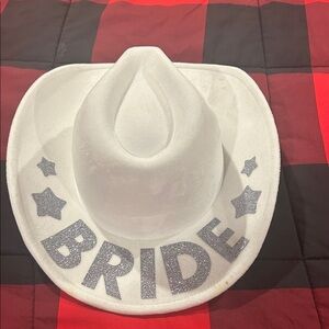 Cowgirl Bride Hat.  Worn once for my bridal shower, has one tiny spot.